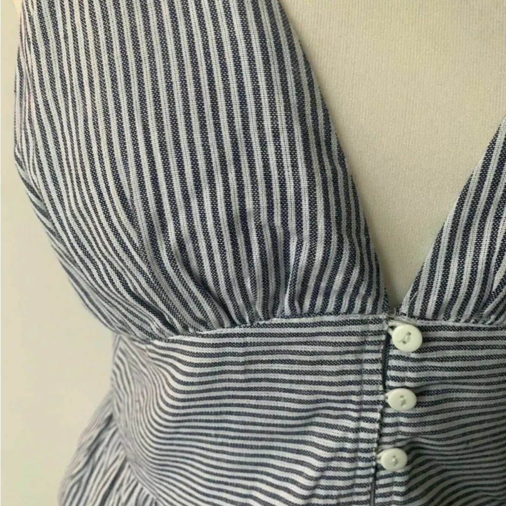 Brave Soul Sleeveless Peplum Blue Striped Vest Top Size S - Picture 3 of 7